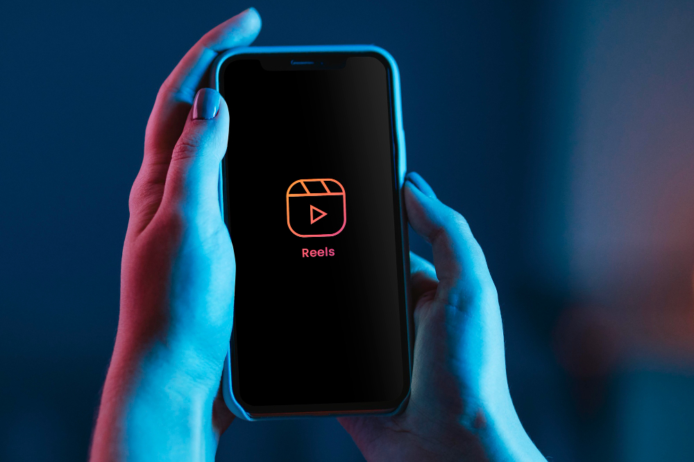 Hands holding a phone running the student app